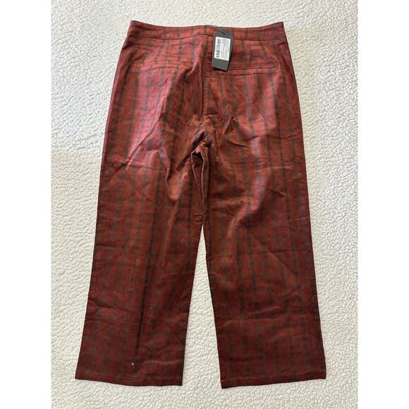 NWT* Disturbia Womens Corduroy Check Straight Leg Crop Trouser Pants Size 8 - Picture 9 of 10